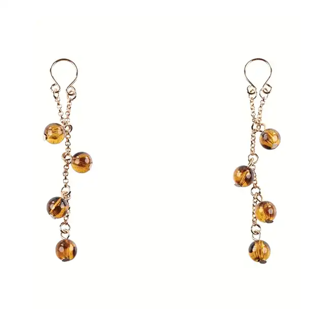 Sportsheets - Amber Nipple Jewelry. Wykwintne klamerki na sutki z koralikami inspirowanymi bursztynem