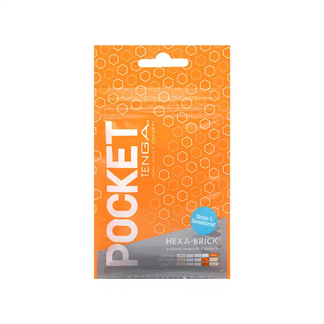 Tenga - Pocket Stroker Hexa Brick. Mini masturbator z wypustkami w kształcie plastrów miodu, intensywne doznania