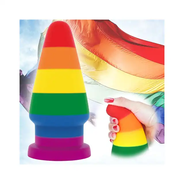 LoveToy - Prider Anal Plug. Korek analny z tęczowym wzorem i prostą konstrukcją stymulującą punkt G, wyjątkowo giętki