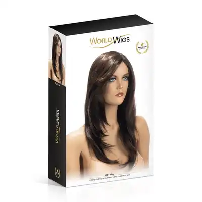 World Wigs - Olivia Brown. Długa peruka o brązowych włosach i cudownej grzywce. Objętościowe cięcie 