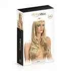 World Wigs - Diane Blond. Długa peruka z prostą grzywką w kolorze jasnego blondu. Objętościowa fryzura i podkreślona twarz