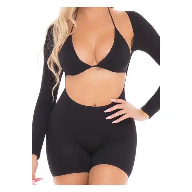 Pink Lipstick - Knockout Playsuit Set. Ekscytujący, prześwitujący kombinezon z otwartym dekoltem i biustonoszem