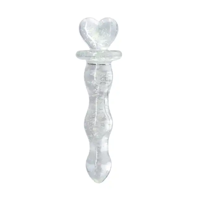 Firefly - Heart A Glow Dong. Szklane, transparentne dildo z ozdobnym uchwytem z sercem, świecące w ciemności