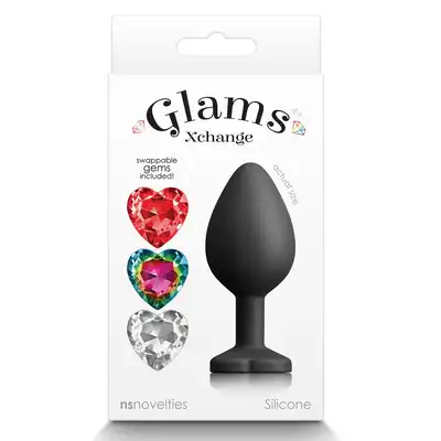 Glams -  Xchange Medium. Niesamowita. uniwersalna wtyczka analna z 3 wymiennymi kryształkami. 