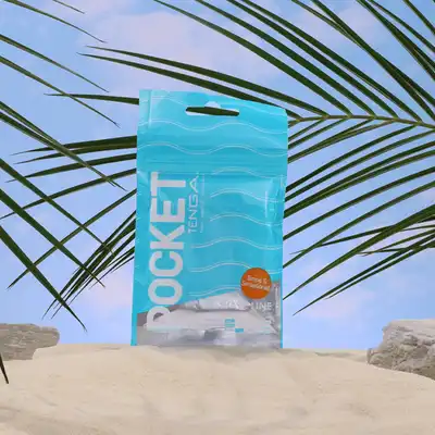 Tenga - Pocket Stroker Wave Line. Kieszonkowy masturbator z poprzecznymi falami żłobień, super rozciągliwy, incognito