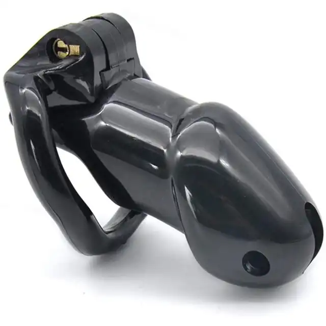 Passion Labs - Chastity Cage Hard Plastic Black. Czarna klatka na penisa zamykana na zamek. Oddaj władzę nad swoim członkiem
