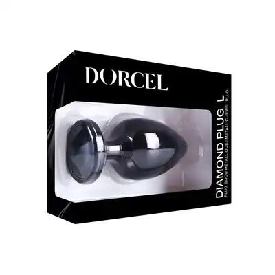 Dorcel - Diamond Plug Size L. Metalowa wtyczka analna z czarnym diamencikiem, ponad 4 cm średnicy