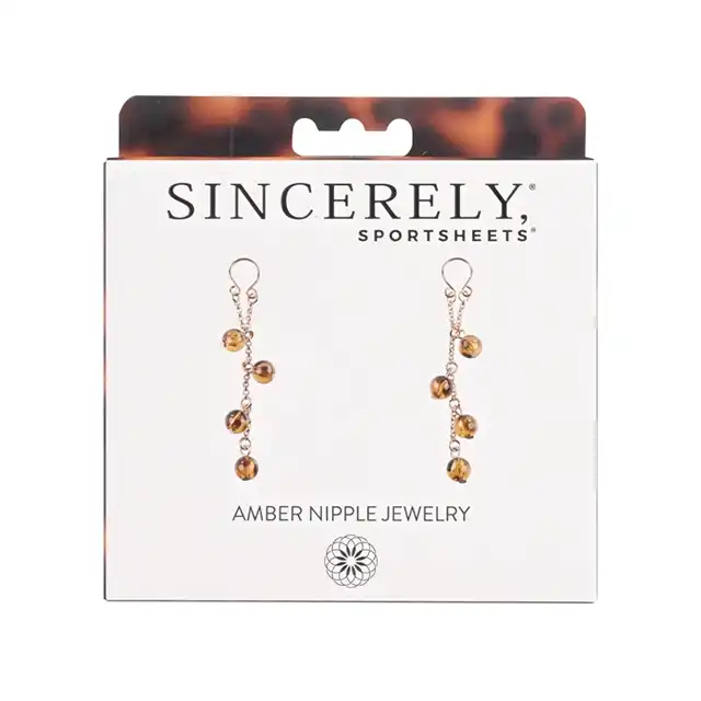 Sportsheets - Amber Nipple Jewelry. Wykwintne klamerki na sutki z koralikami inspirowanymi bursztynem