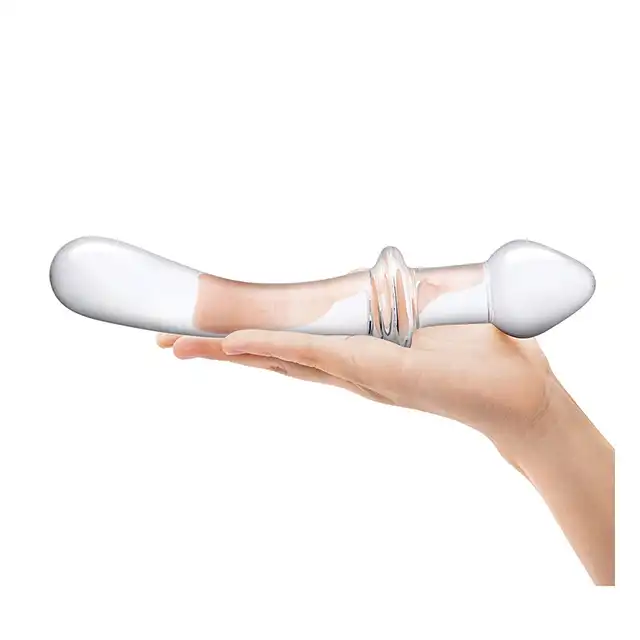 Gläs - Classic Curved Dual Ended Dildo 9.5”. Szklane podwójne dildo do stymulacji analnej i punktu G, hipoalergiczny materiał