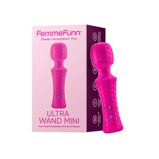 FemmeFunn - Ultra Wand Mini Pink. Wibrator magiczna różdżka z elastyczną główką i mocnymi wibracjami, ekskluzywne wykonanie