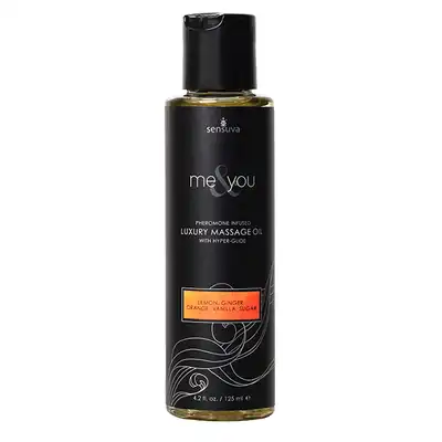 Sensuva - Me &amp; You Lemon, Ginger, Orange, Vanilla Massage Oil 125 ml - luksusowy olejek do masażu o zapachu cytryny, imbiru, pomarańczy i wanilii. Z feromonami