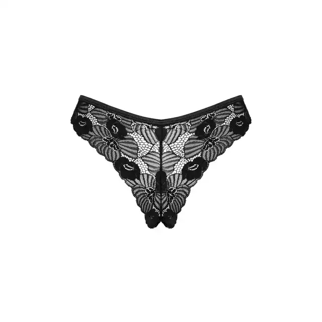 Obsessive - Serena Love Panties XS/S. Mocno wycięte figi z koronki o kwiatowym wzorze. Idealne w ciągu dnia i na gorące wieczory