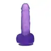 LoveToy - Jelly Studs Crystal Dildo Large Purple. Duże realistyczne dildo z przyssawką, giętki i sprężysty materiał