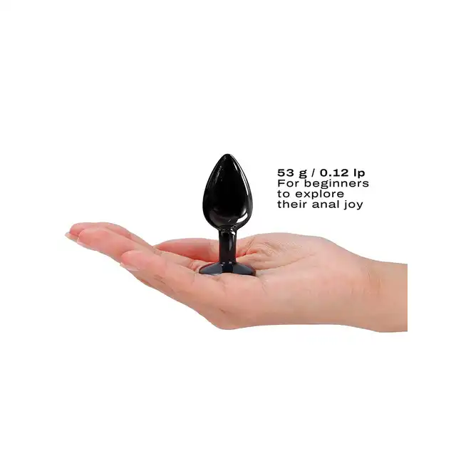 Dorcel - Diamond Plug S Black. Elegancki metalowy plug z czarnym diamencikiem. 