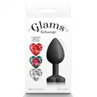 Glams -  Xchange Small Small. Mały korek analny z 3 wymiennymi kryszałkami. Dostosuj go do swojej stylizacji!