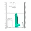 RealRock - Crystal Clear With Balls Turquoise 6". Realistyczne dildo z jądrami, przezroczysty materiał o trukusowym zabarwieniu