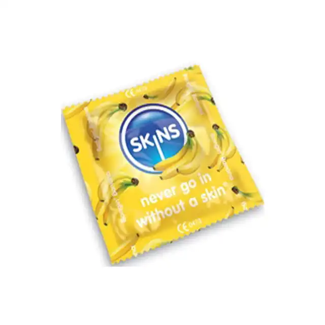 Skins - Banana 1szt. Nawilżana smakowa prezerwatywa z aromatycznym żelem bananowym