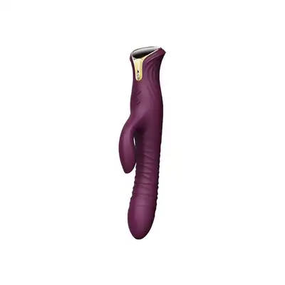 Zalo - Mose Purple. Luksusowy wibrator podwójny z funkcją ruchu posuwistego i stymulatorem łechtaczki, ekran u podstawy do szczegółowego monitorowania 