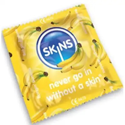 Skins - Banana 1szt. Nawilżana smakowa prezerwatywa z aromatycznym żelem bananowym