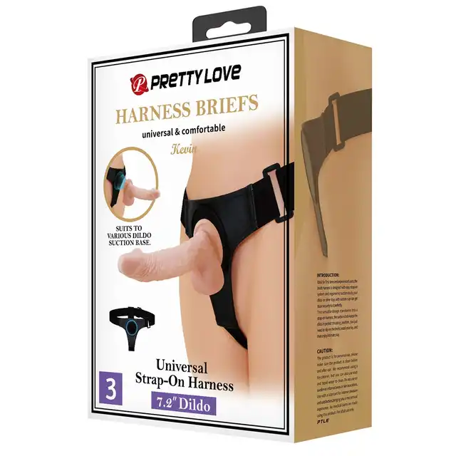 Pretty Love - Kevin Harness Briefs. Naturalistyczne dildo z regulowaną uprzężą strapon, mocna przyssawka utrzymująca dildo w miejscu