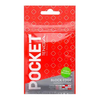 Tenga - Pocket Stroker Block Edge. Masturbator do kieszonki, maksymalna przyjemność w wersji mini, super stymulujące wypustki
