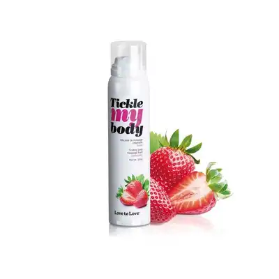 Love To Love - Tickle My Body Massage Foam Strawberry. Gęsta pianka do masażu z efektem mrowienia o zapachu soczystej truskawki