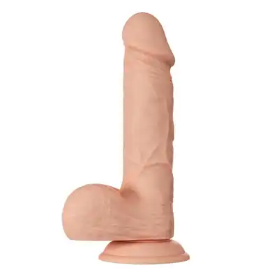 Baile - Beautiful Bahamut 8.5`. Naturalistyczne, żylaste dildo z jądrami i zarysowaną żołędzią. Podwójny, elastyczny materiał doskonale imituje ludzką skórę