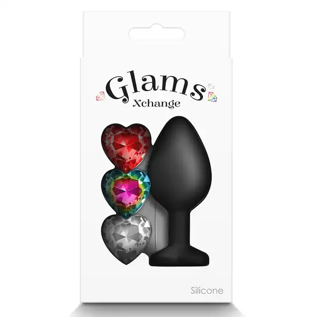Glams -  Xchange Medium. Niesamowita. uniwersalna wtyczka analna z 3 wymiennymi kryształkami. 