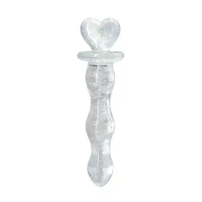 Firefly - Heart A Glow Dong. Szklane, transparentne dildo z ozdobnym uchwytem z sercem, świecące w ciemności