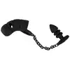 Black Velvets - Cock Cage with Butt Plug. Klatka na penisa, ring na jądra i żebrowany korek analny, połączenie solidnym łańcuszkiem