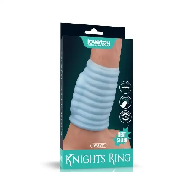LoveToy - Knights Ring Vibrating Wave. Wibrujący ring na penisa o super stymulującym kształcie, wibracje i pogrubienie członka