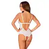 Obsessive - Heavenlly Crotchless Teddy M/L. Białe body z otwartym krokiem, wykończone elegancką koronką, idealne na noc poślubną