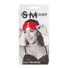 Sportsheets - Sex &amp; Mischief Amor Blindfold. Krwistoczerwona opaska na oczy w artystycznym wydaniu, urocze serduszka na oczach