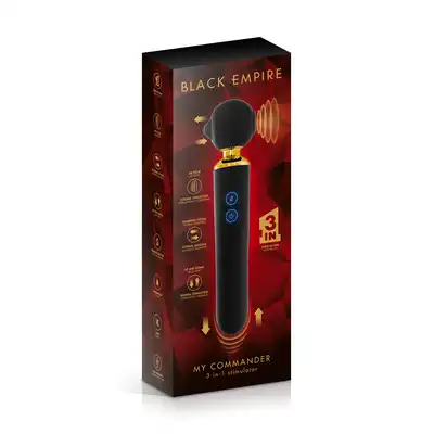 Black Empire - My Commander 3in1 Stimulator. Luksusowy wibrator z trzema wyjątkowymi funkcjami. Stymulacja powietrzem, ruchomym trzonem i pulsującą kuleczką