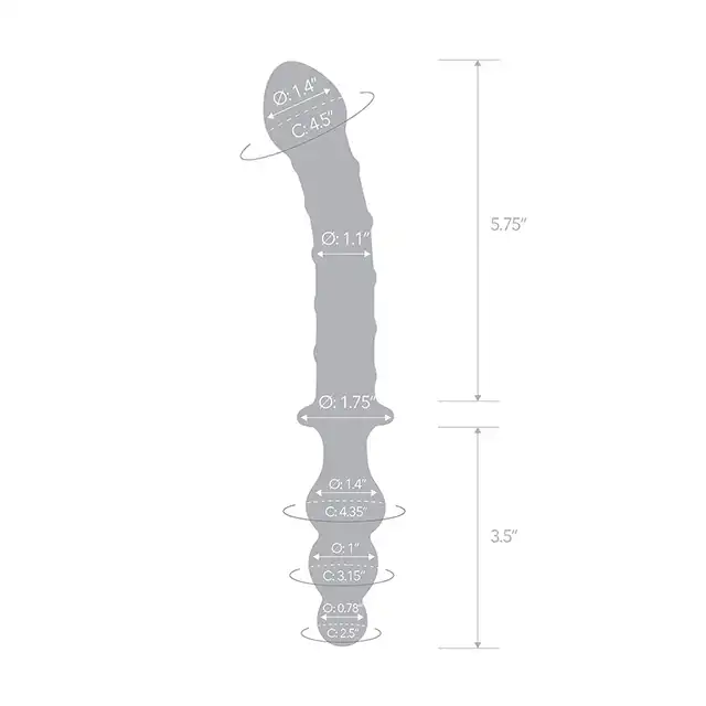Gläs - Twister Dual Ended Dildo 9.25”. Hipoalergiczne szklane podwójne dildo z długim prostym trzonem i stożkowym plugiem analnym