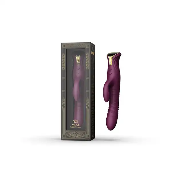 Zalo - Mose Purple. Luksusowy wibrator podwójny z funkcją ruchu posuwistego i stymulatorem łechtaczki, ekran u podstawy do szczegółowego monitorowania 