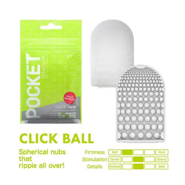 Tenga - Pocket Stroker Click Ball. Masturbator idealny na podróże, kompaktowy rozmiar z ultra stymulującą strukturą wypustek