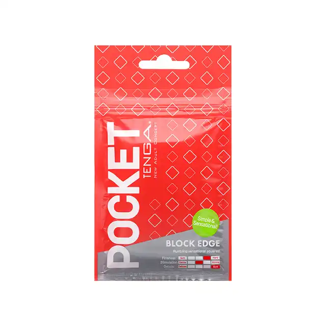 Tenga - Pocket Stroker Block Edge. Masturbator do kieszonki, maksymalna przyjemność w wersji mini, super stymulujące wypustki