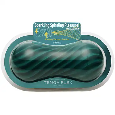 Tenga - Flex It Fizzy Green. Super stymulujący masturbator, modelowanie trójwyymiarowe ze spiralną konstrukcją i falami wypustek