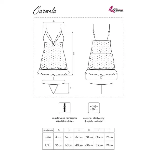 Livia Corsetti - Carmela L/XL. Koszulka nocna z przezroczystej, błyszczącej koronki i miękkiego satynowego materiału