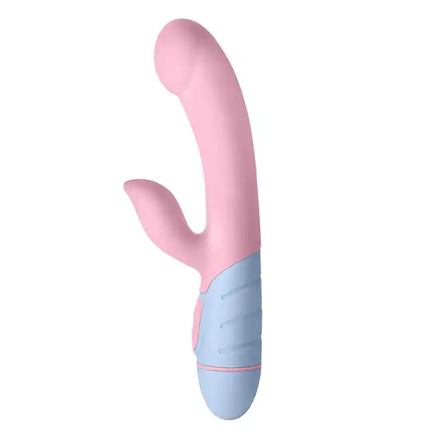 FemmeFunn - Rabbit Pink. Podwóny wibrator ze stymulatorem łechtaczki, kobiecy design i stylowe połączenie delikatnych kolorów