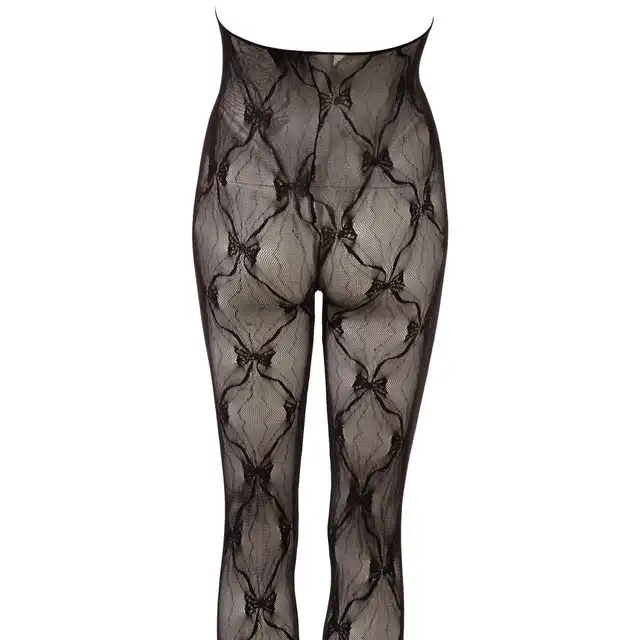 No:Xqse -  TW Catsuit Bodystocking S/L. Odważny bodystocking z otwartym biustem i kroczem. Pikantna koronka. 