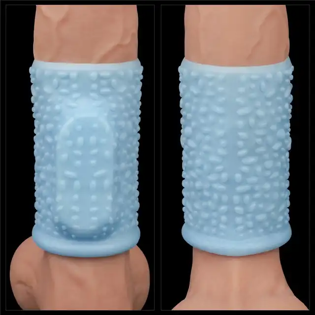Lovetoy - Knights Ring Drip Blue - nakładka na penisa ze stymulującymi wypustkami i opcja wibracji.