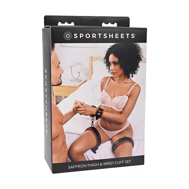 Sportsheets - Saffron Thigh &amp; Wrist Cuff Set. Zestaw do zniewalania z kajdankami na uda i nadgarstki