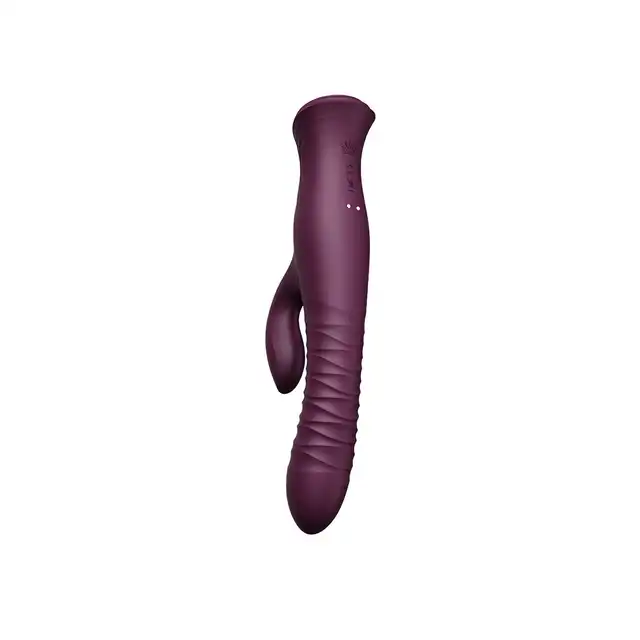 Zalo - Mose Purple. Luksusowy wibrator podwójny z funkcją ruchu posuwistego i stymulatorem łechtaczki, ekran u podstawy do szczegółowego monitorowania 