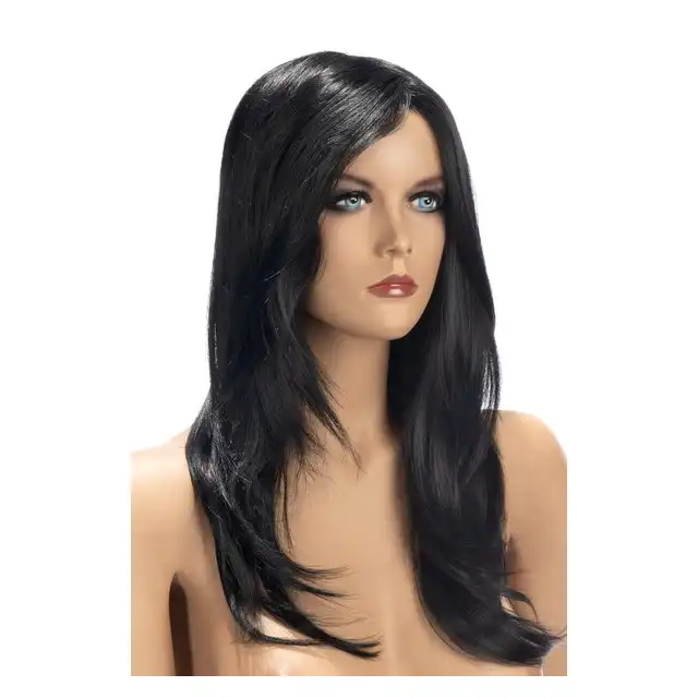 World Wigs - Olivia Black. Długa peruka o kruczo czarnych włosach i cudownej grzywce. Objętościowe cięcie 