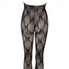 No:Xqse -  TW Catsuit Bodystocking S/L. Odważny bodystocking z otwartym biustem i kroczem. Pikantna koronka. 
