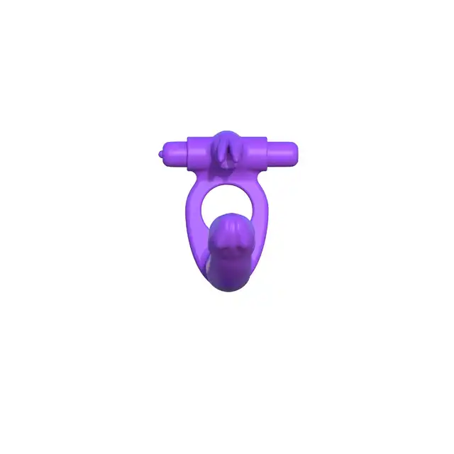 Pipedream - Silicone Double Pene Rabbit. Wibrujący strapon z żebrowaną teksturą, ringiem na penisa i wibrującym stymulatorem łechtaczki