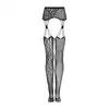 Obsessive - S821 Garterstockings S/M/L. Pończochy z pasem, asymetryczny design ze zwierzęcym wzorem. Pokaż swoją drapieżną naturę