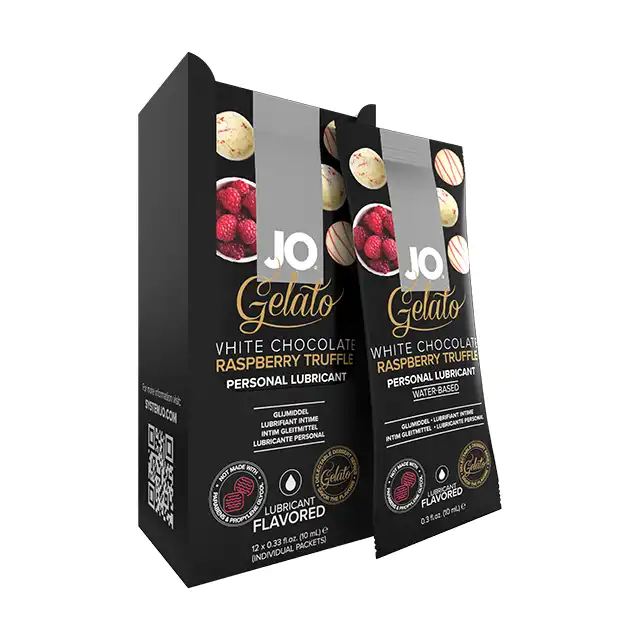 System Jo - Gelato White Chocolate Raspberry 1 Packet - lubrykant na bazie wody o smaku białej czekolady i maliny. 10 ml